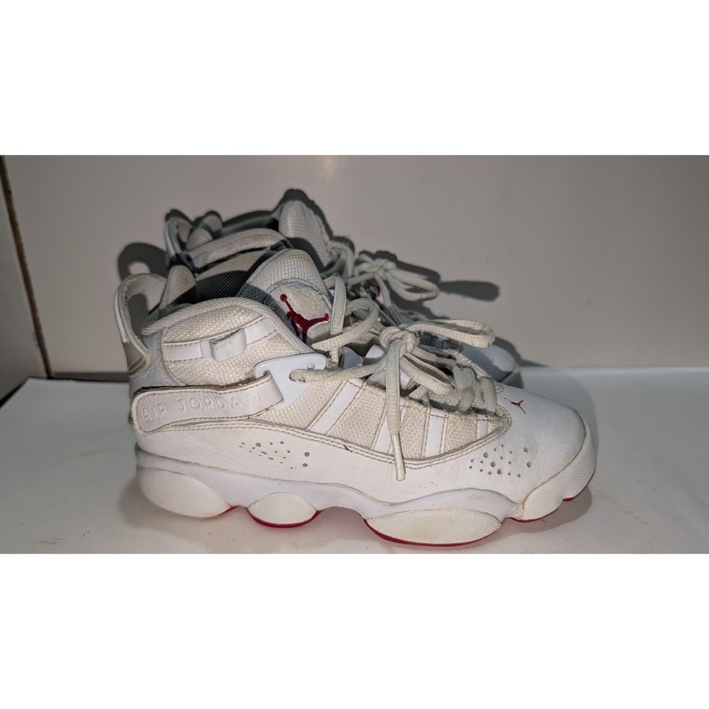 Air Jordan 6 Rings Athletic Shoes Youth Size 3.5Y Lace Up All White/red (2021)